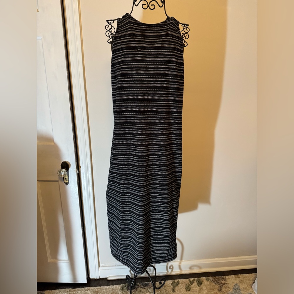 Loft Striped Black and White Women's Maxi Dress with Peek a Boo back.